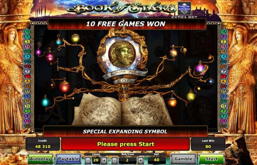 Oltre al gioco normale, a Book of Stars hai la possibilità di vincere delle partite bonus