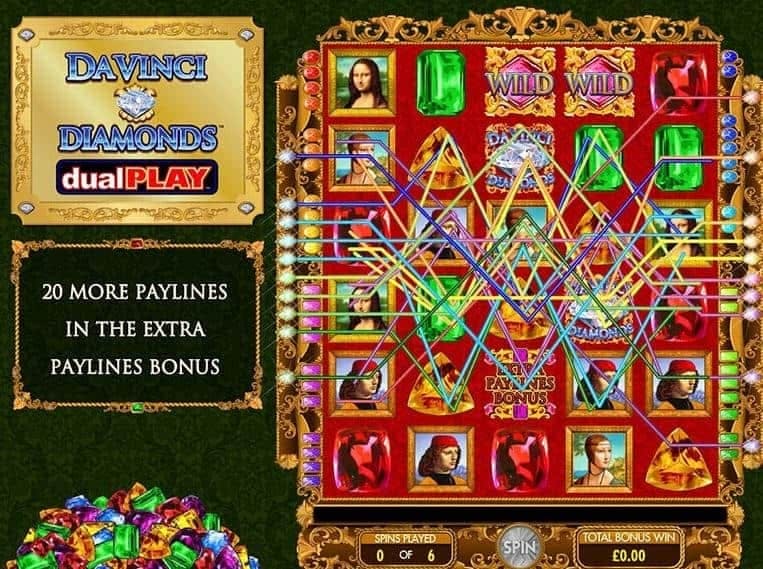 Oltre al gioco normale, a Da Vinci Diamonds Dual Play hai la possibilità di vincere delle partite bonus