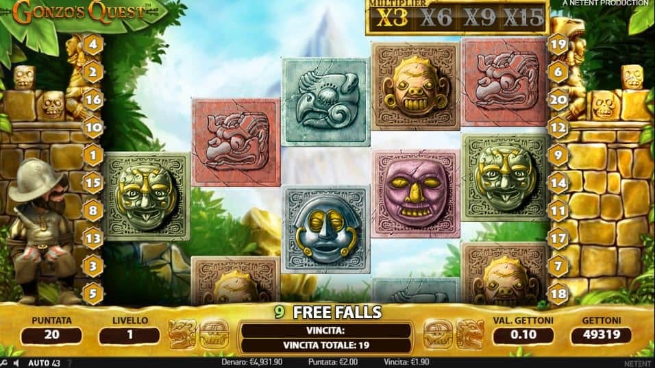 Oltre al gioco normale, a Gonzo's Quest hai la possibilità di vincere delle partite bonus