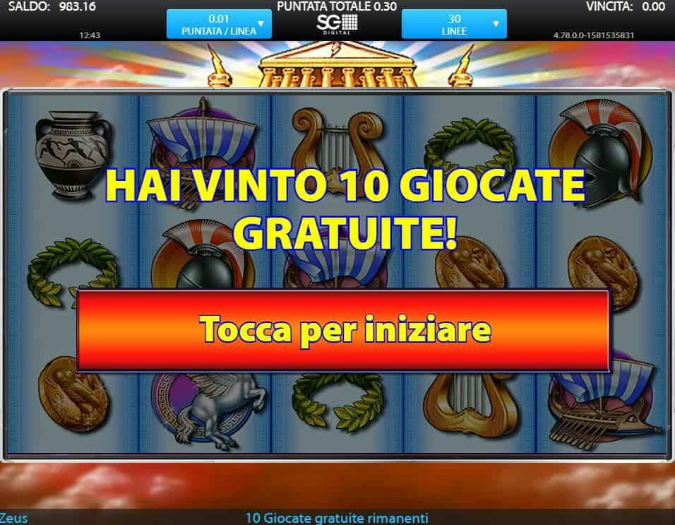 Oltre al gioco normale, a Zeus hai la possibilità di vincere delle partite bonus