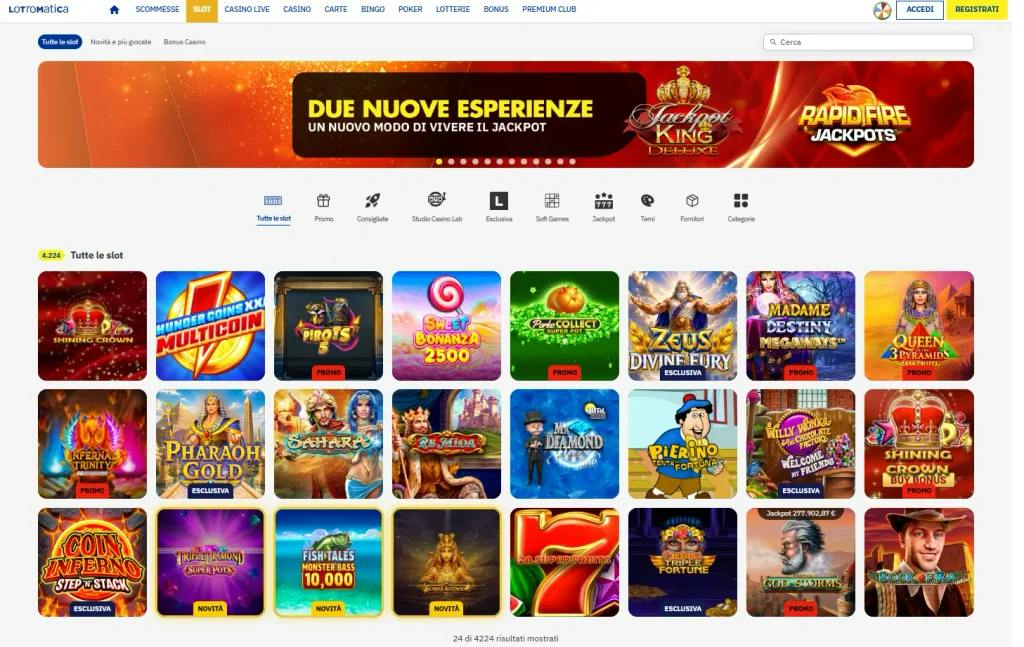 Panoramica dei giochi di Lottomatica casinò online