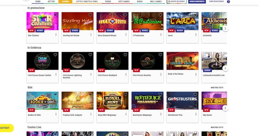 Lottomatica - Bonus di benvenuto di €5 senza deposito