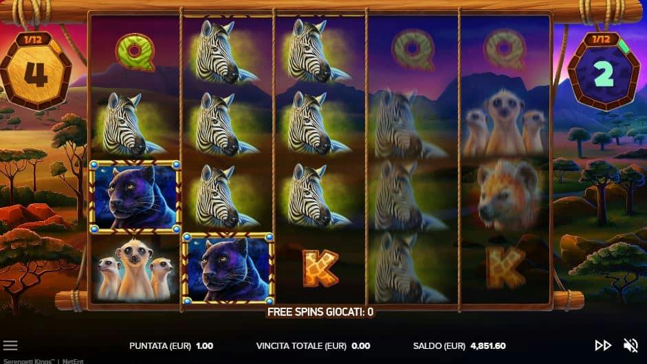Oltre al gioco normale, a Serengeti Kings hai la possibilità di vincere delle partite bonus