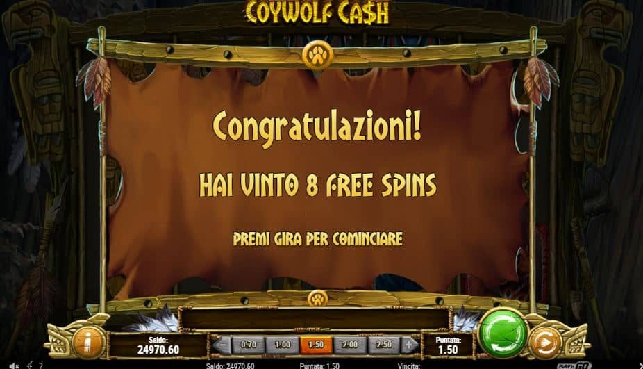 Oltre al gioco normale, a Coywolf Cash hai la possibilità di vincere delle partite bonus