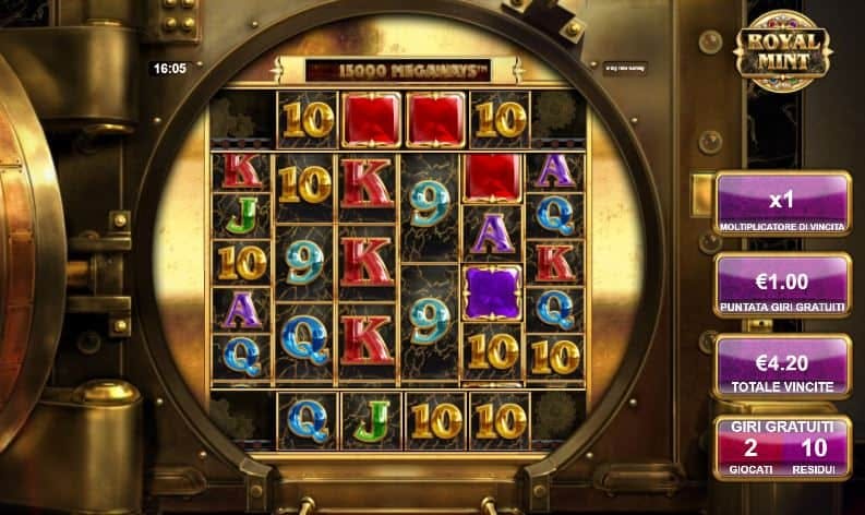 Oltre al gioco normale, a Royal Mint Megaways hai la possibilità di vincere delle partite bonus