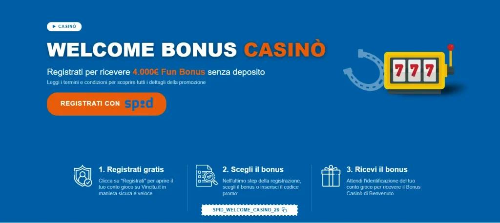 Offerta benvenuto SPID Vincitu