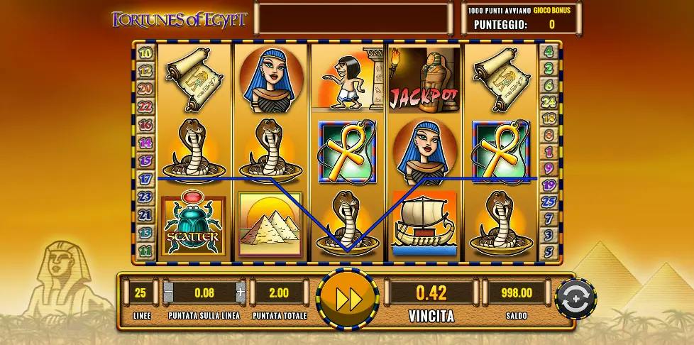Giocate sui rulli della slot Fortunes of Egypt
