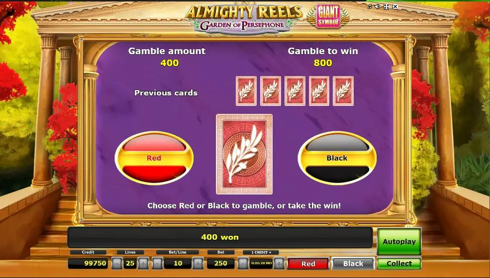 Funzione Gamble: slot Almighty Reels Garden of Persephone
