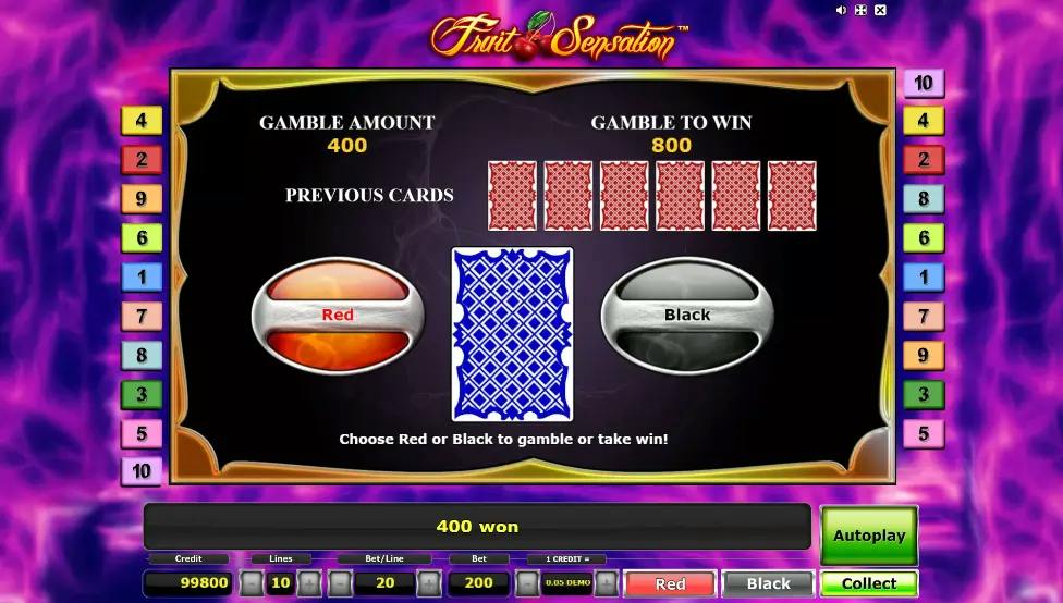 Funzione Gamble di Fruit Sensation
