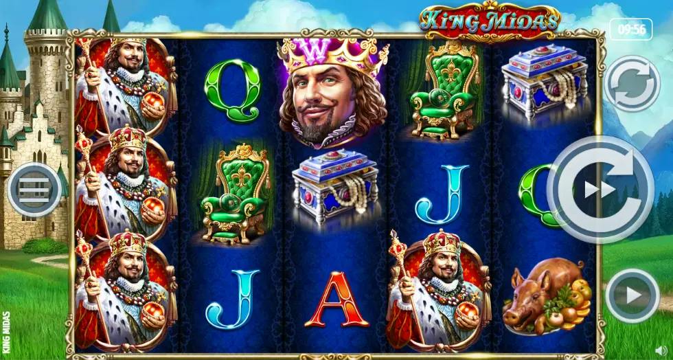 Schermata di gioco della slot King Midas