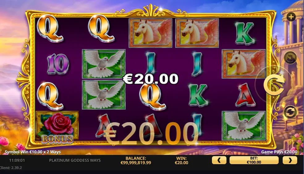 La demo di Platinum Goddess Ways: vincita