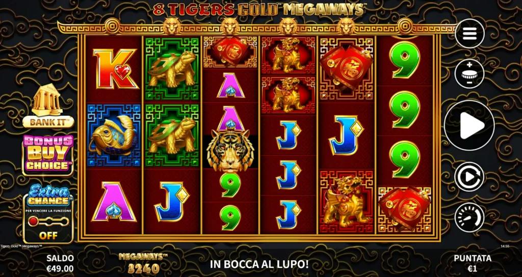 Gameplay della slot 8 Tigers Gold Megaways