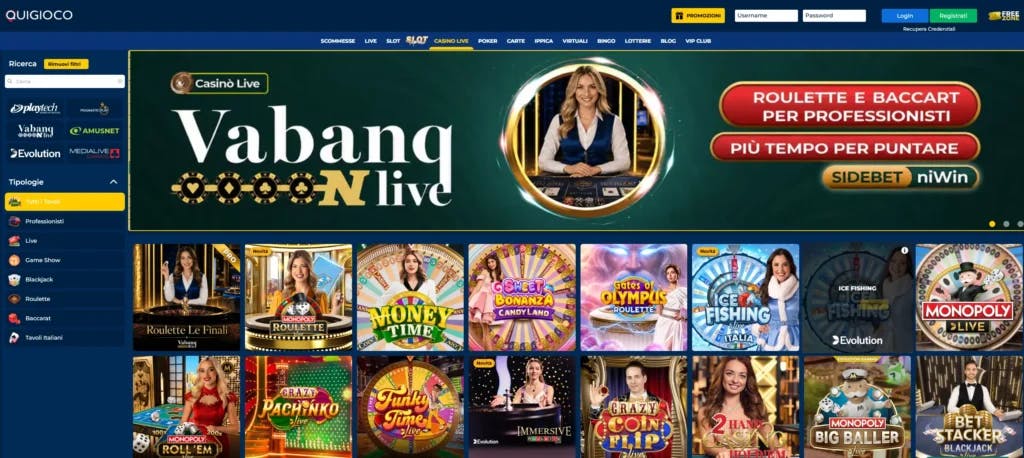 I giochi del casinò live di Quigioco