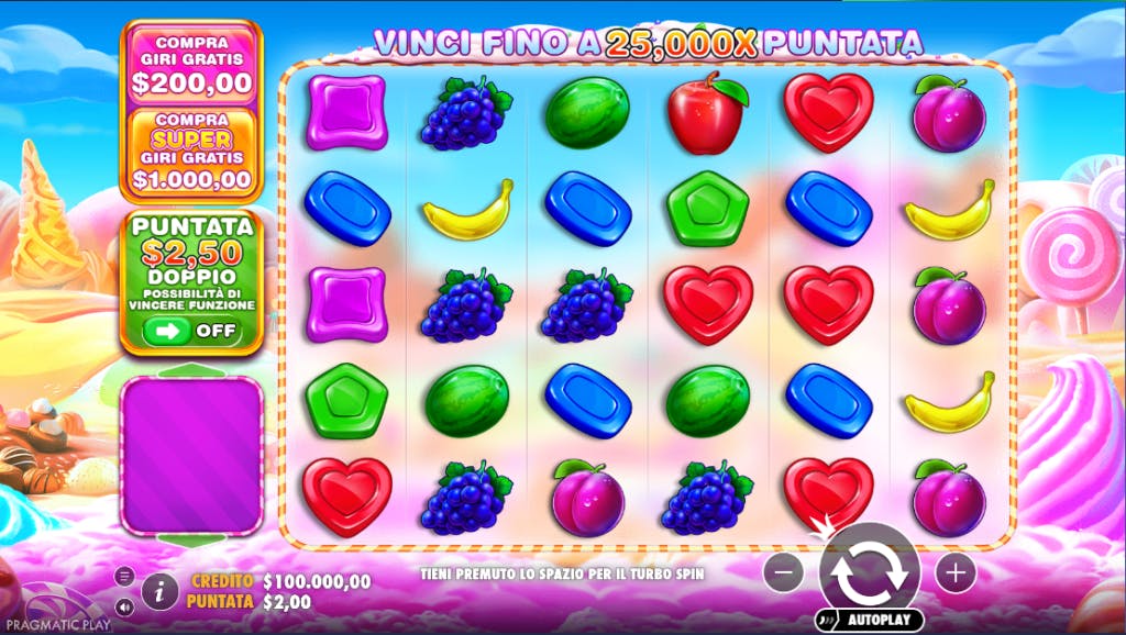 Gioco base della slot Sweet Bonanza 1000