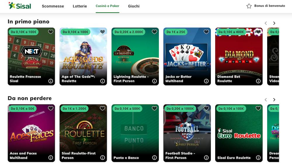 Varietà di Giochi su Sisal