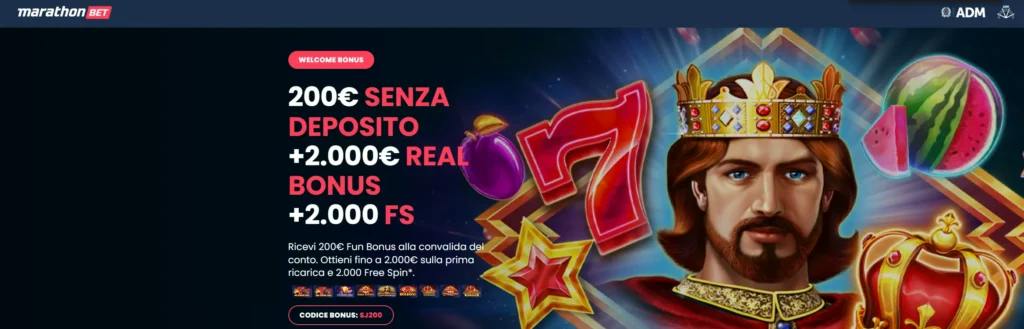 Bonus benvenuto casinò Marathonbet