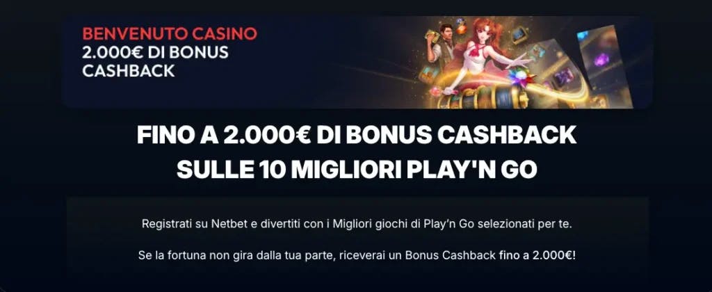 Bonus di benvenuto sul deposito di NetBet casino