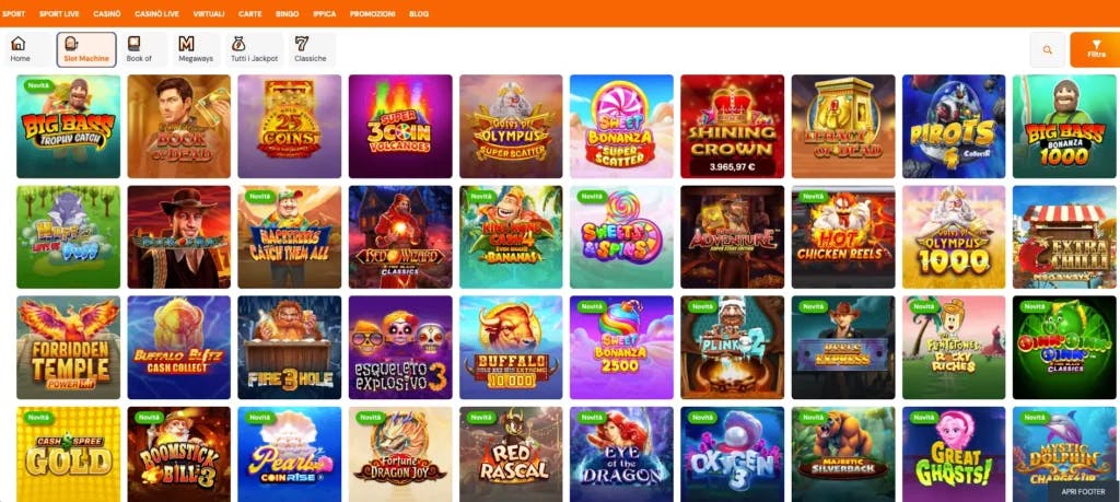 Giochi di slot su Betsson casinò