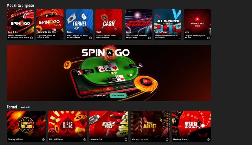 PokerStars sezione poker online
