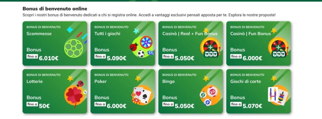 Bonus per nuovi iscritti al casinò di Sisal